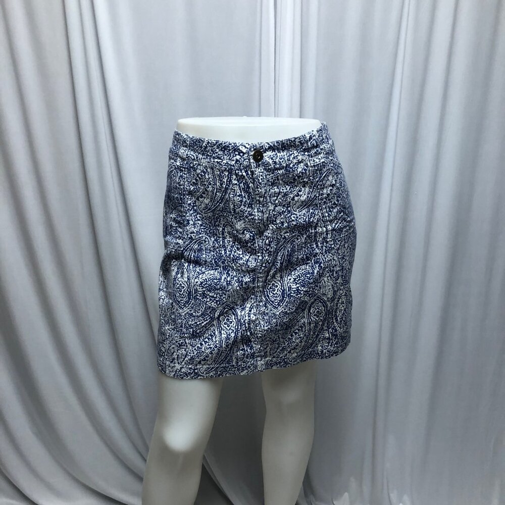 Baccini Skirt Womens Size 14 Blue White Paisley Pockets Mini Boho Y2K Travel